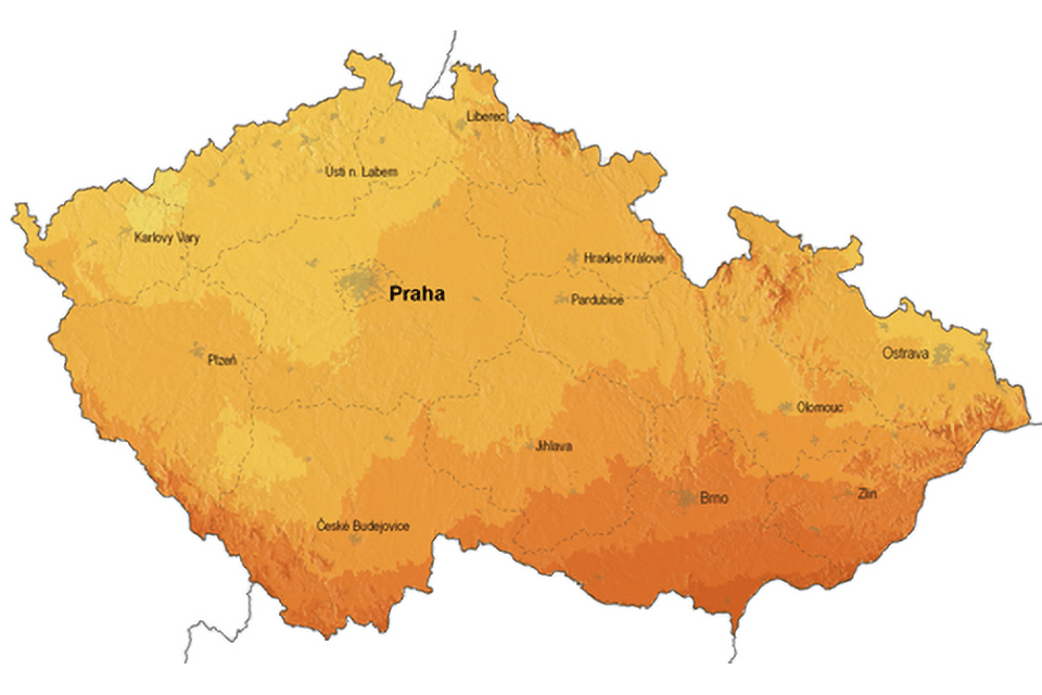 Mapa ČR sluneční záření Mapa ČR sluneční záření